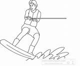 Water Ski Outline Clipart Teenager Sports sketch template
