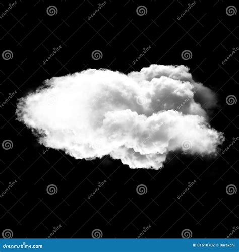 single white fluffy cloud isolated  black background stock
