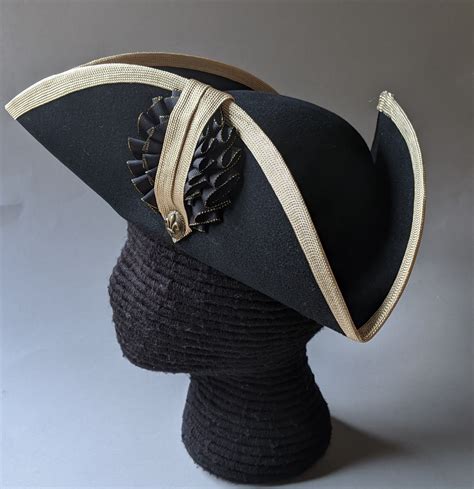 This Military Style Three Cornered Tricorn Hat Is Made From Top