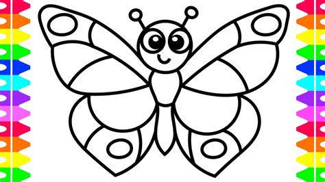 learn   draw  butterfly easy coloring pages  kids toddlers babies colored markers