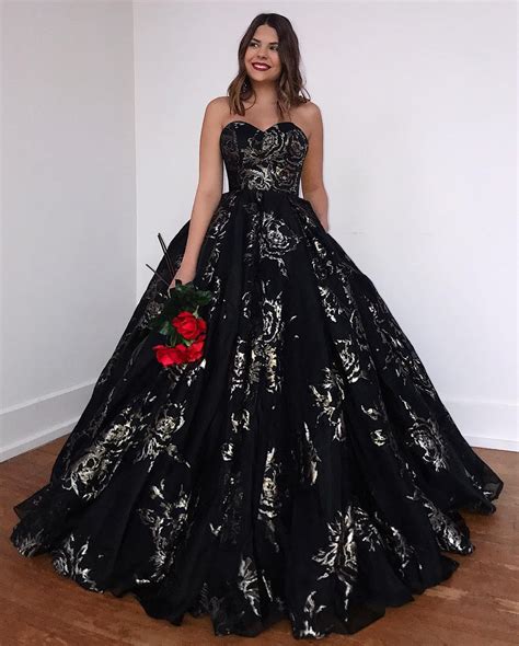 ball gown sweetheart black lace long prom dress jkd2010 anna promdress