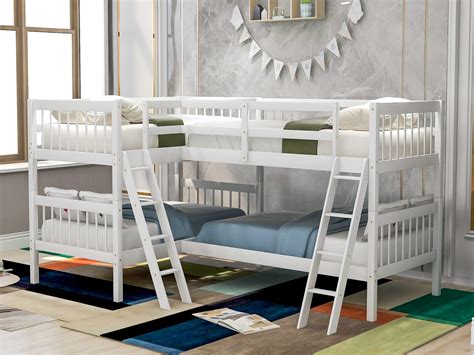 buy  shaped twin size bunk bed  loft bed solid wood twin bunk bed