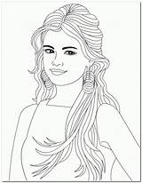 Hair Girl Long Coloring Pages Kids Easy Waverly Place Selena Gomez Drawing Wizards Print Popular sketch template