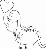 Dinosaur Balloon Valentine Valentines Clip Clipart Coloring Pages Cute Heart Printable Kids Cliparts Holding Outline Dinosaurs Graphics Drawing Board Library sketch template