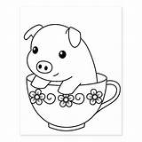 Coloring Piglet Teacup sketch template