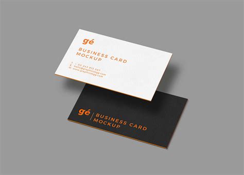floating business cards mockup psd