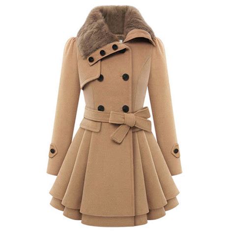 woolen coats winter wool coat women thick overcoat warm double breasted jacket ladies lapel