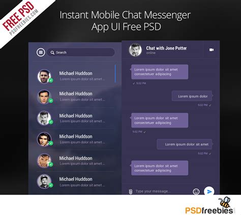 instant mobile chat messenger app ui  psd psdfreebiescom