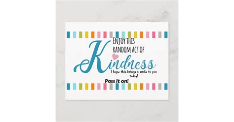 random act  kindness postcard zazzle