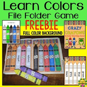 color match file folder game  xiao panda preschool tpt file