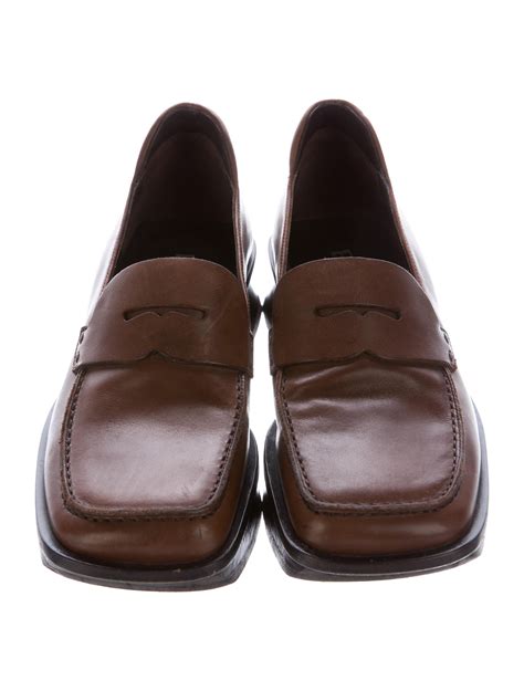 prada leather platform loafers shoes pra  realreal
