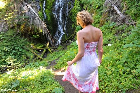 pretty delia by waterfall erect under her dress pichunter