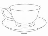 Cup Tea Coloring Teacup Template Printable Pages Cups Mug Hot Coffee Drawing Chocolate Paper Saucer Sheet Templates Pot Line Mothers sketch template