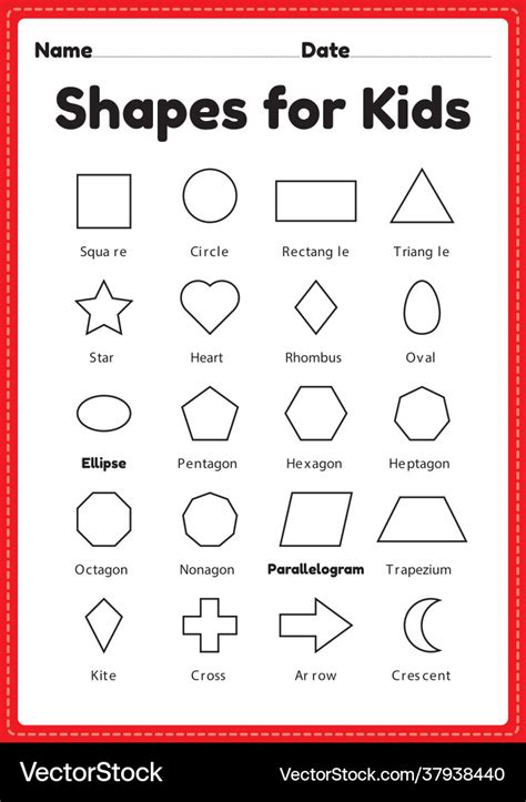 basic shapes  kids printable page royalty  vector