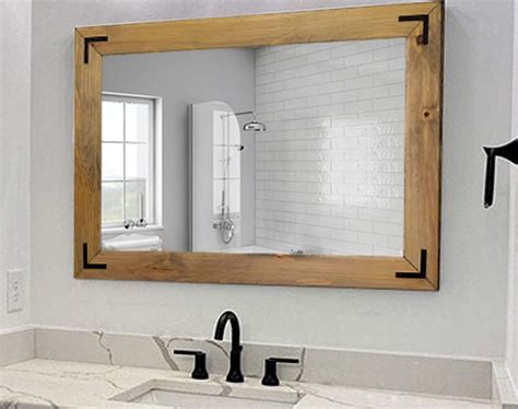 amazoncom shiplap rustic wood framed mirror  stain colors vanity mirror bathroom mirror