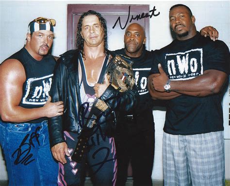 nwo triple signed photo bret hart buff bagwell vincent fanboy expo
