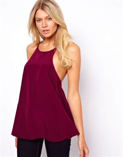 lyst asos collection backless cami  red
