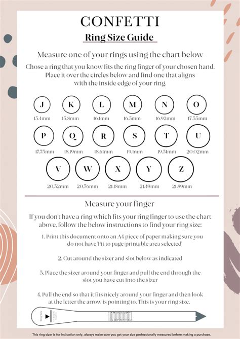 printable ring size chart