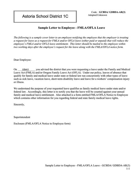 sample fmla letter  employee cover letter template