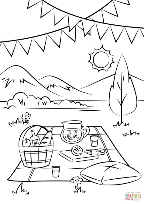 picnic scene coloring page  printable coloring pages