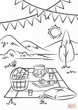 Picnic Coloring Drawing Scene Pages Scenery Printable Drawings Draw Family Getdrawings sketch template