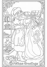 Coloring Santa Christmas Pages Dover Vintage Book Clause Freebie Publications Adult Doverpublications Color Printable Greetings Books Stamping Claus Haven Drawing sketch template