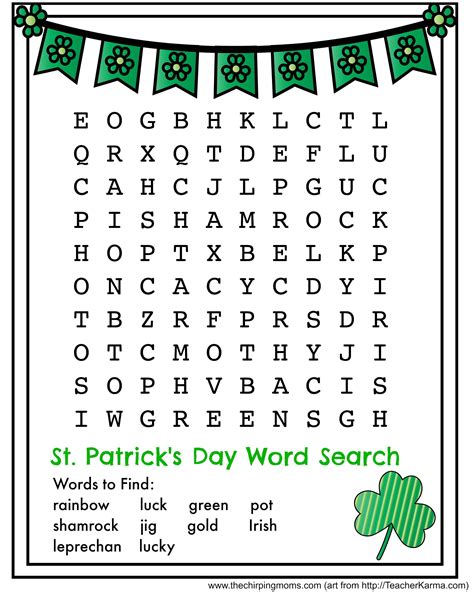 click     print  st patricks day word search st
