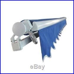 aleko motorized retractable patio awning    ft blue color patio awnings canopies  tents