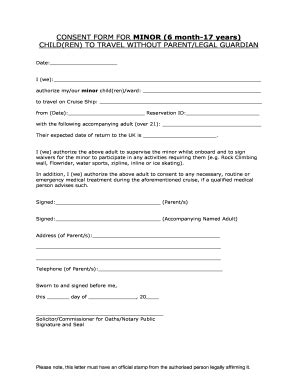 minor travel consent form uk fill   sign printable  template