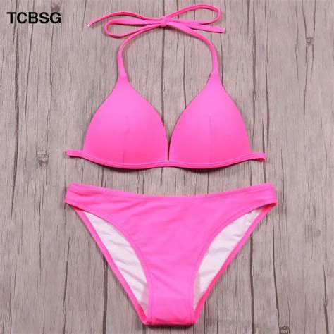 Tcbsg 2018 Sexy Pink Push Up Bikinis Women Swimwear Swimsuit Brazilian