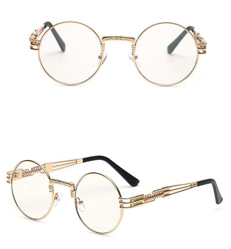 2019 Peekaboo Clear Fashion Gold Round Frames Eyeglasses