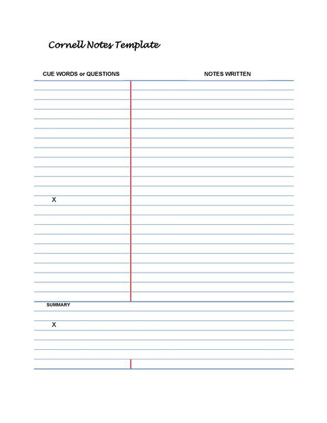 cornell notes templates examples word  templatelab