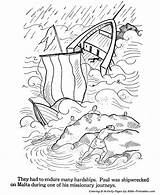 Paul Coloring Pages Bible Shipwrecked Apostle Printables Shipwreck Testament Silas Kids Pauls School Sunday Apostles Prison Old Malta Crafts Story sketch template
