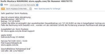 german users warned  malicious invoices  apple  plusde