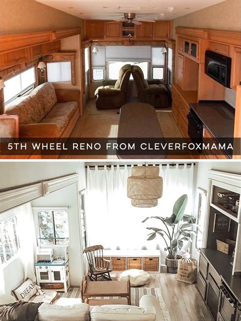 renovated  wheel  cozy cottage vibes cleverfoxmama camper trailer remodel diy camper