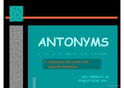 Synonyms And Antonyms English Esl Powerpoints