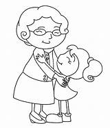 Hug Colorir Grandmother Desenhos Vovó Grandchild Hugging Abraçando Netinha Abraço Colorluna sketch template