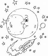 Moon Coloring Rocket Pages Printable Kids Flyby sketch template