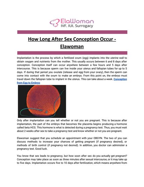 How Long After Sex Conception Occur Elawoman By Parika Mishra Issuu