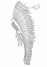 Coloring Headdress Feather Indian Popular Large sketch template