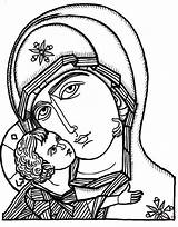 Orthodox Icon Coloring Icons Byzantine Pages Drawing Line Religious Greek Kids Drawings Patterns Mary Paint Why Super Vierge Jesus Theotokos sketch template