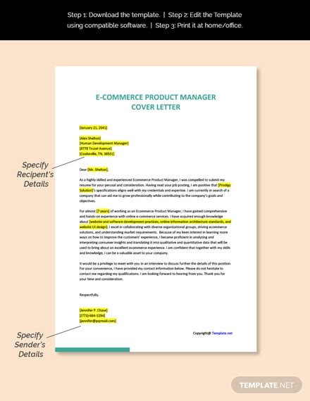 E Commerce Product Manager Cover Letter Template [free Pdf