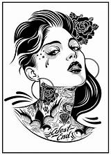 Tattoo Girl Ink Tattoos Woman Coloring Pages Drawings Chick Drawing Adults Body Chicano Gangsta Sketches Deviantart Designs Third Girls Eye sketch template