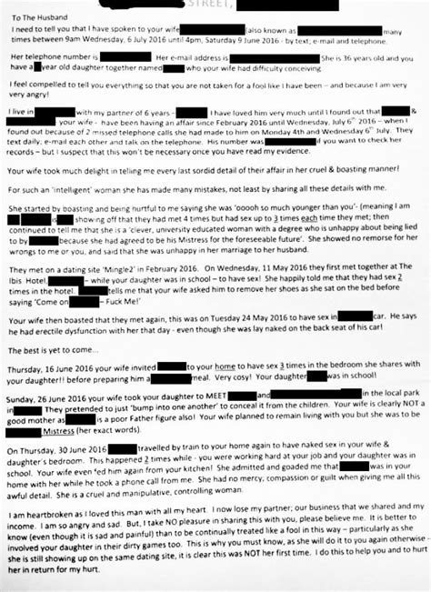 woman   detailed letter   cheating husband