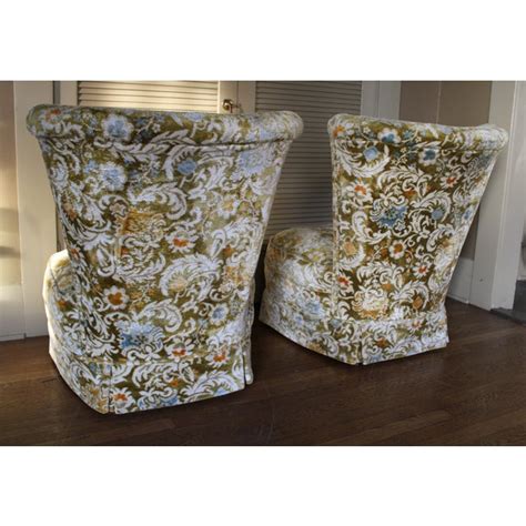 vintage floral accent chairs  pair chairish