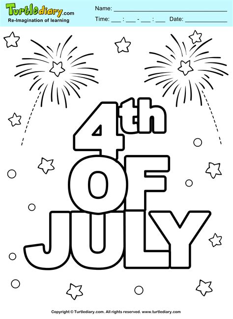 fourth  july independence day coloring sheet turtle diary