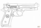 Beretta Pistol Coloring Pages Guns Drawing Gun Supercoloring Drawings Rifle sketch template