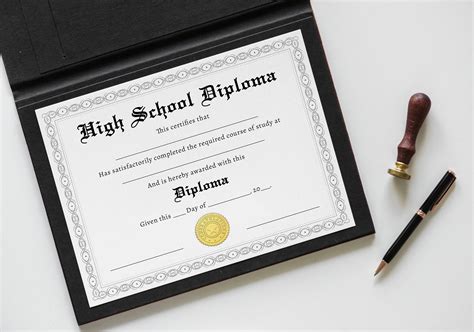 printable high school diploma template graduation gift etsy