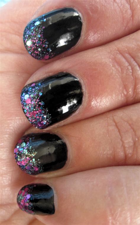 pick  black glitter tips manicure