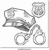 Sketch Police Policeman Badge Hat Handcuffs Drawing Paintingvalley Print Doodle Objects Style sketch template